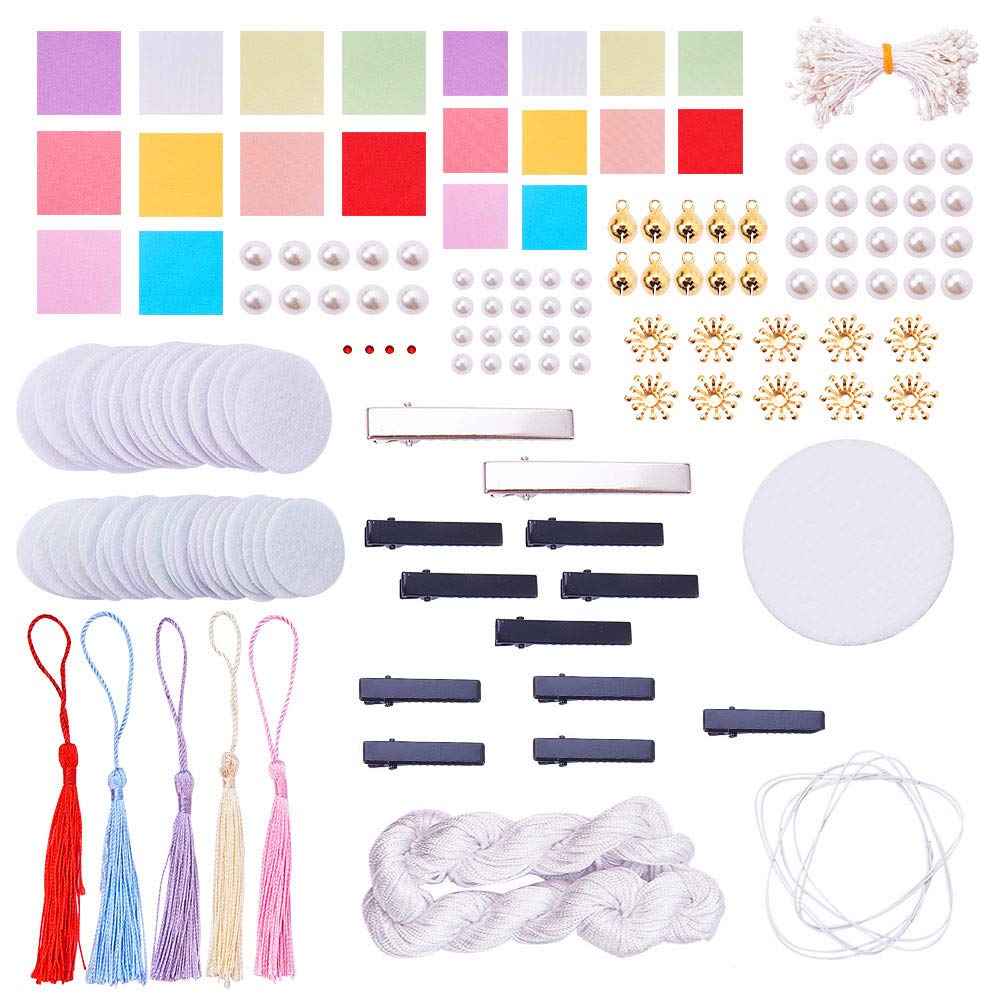 SUNNYCLUE Traditional Japanese Tsumami Hair Stick Picks Decorative Ornament Accessories Kits DIY Kanzashi Flower Alligator Clips Pins Making Craft For Women and Girl's Kimono Hanfu
