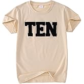 BOUTIKOME Boys Birthday Shirts Toddler Embroidery T-Shirts Baby Birthday Outfits Kids Party Chenille Patch Tee Tops 1-10Y