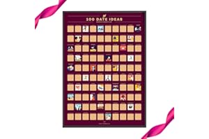 Enno Vatti 100 Dates Scratch Off Poster - Perfect Couple Gift with Fun Date Ideas - 6.5" x 23.4" - Lovely Engagement or Valentines Day Gift for Him or Her - Scratch and Discover New Possibilities