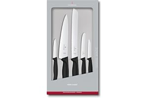 Victorinox Swiss Classic Kitchen Knife Set, 5 Pieces - Paring Knives, Utility Knife, Carving Knife and Bread Knife - Black