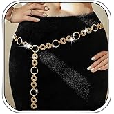 CanB Gold Waist Chain Circle Metal Chain Belt Dress Body Link Belts for Women