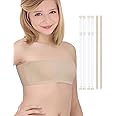iMucci Girls Bandeau Bra Seamless Clear Strap Bra Training Bras for Girls Tube Top Bra with Adjustable Clear Straps 7-16Y