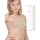 iMucci Girls Bandeau Bra Seamless Clear Strap Training Bras for Girls Sports Tube Top with Adjustable Clear Straps 7-16Y