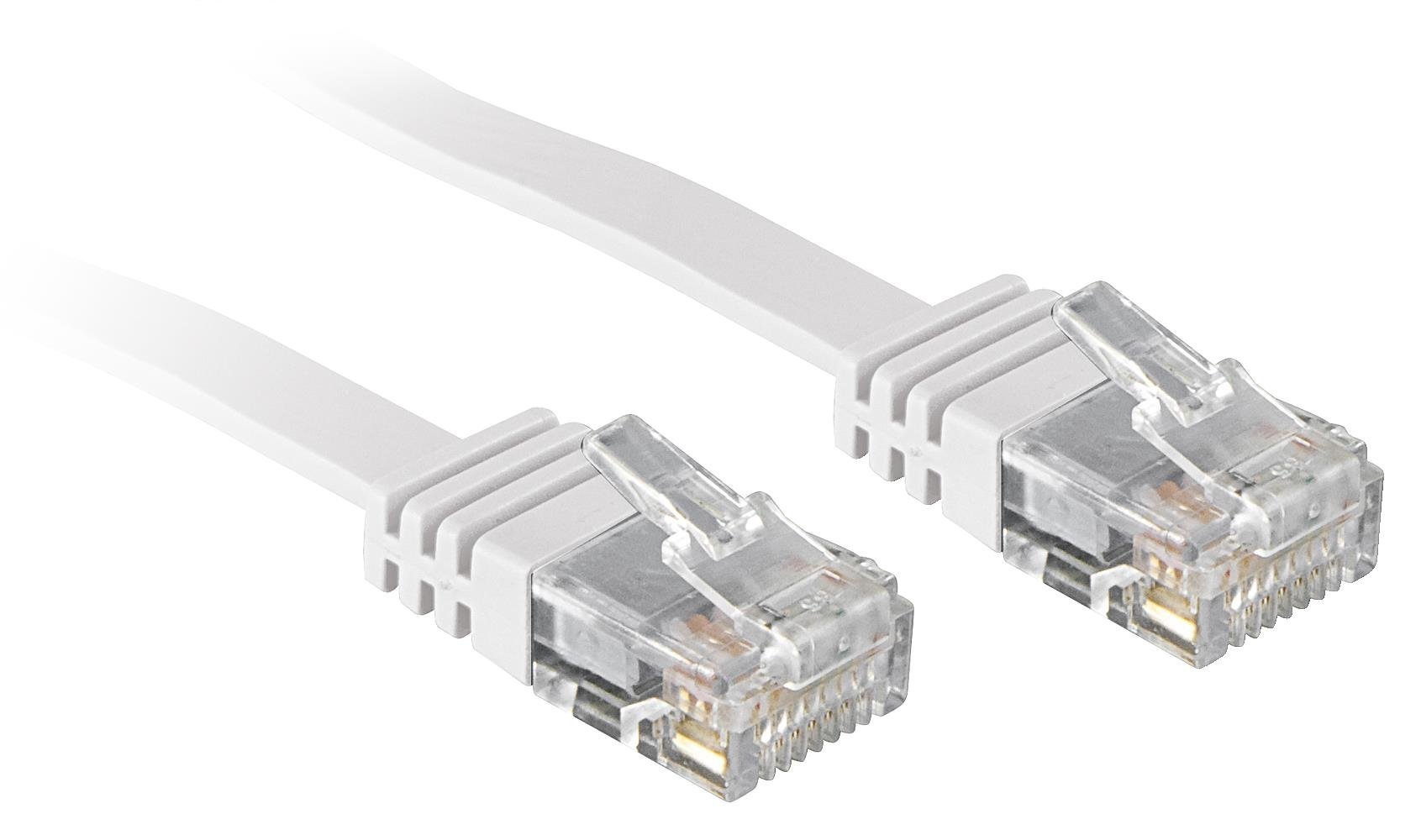 LINDY CAT.6 U/UTP Flat Network Patch Cable, Copper, White, 1 m — image 1