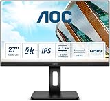 AOC U27P2 27 Inch 4K UHD Monitor 60Hz IPS Height Adjust USB Hub Speakers Pivot view 2