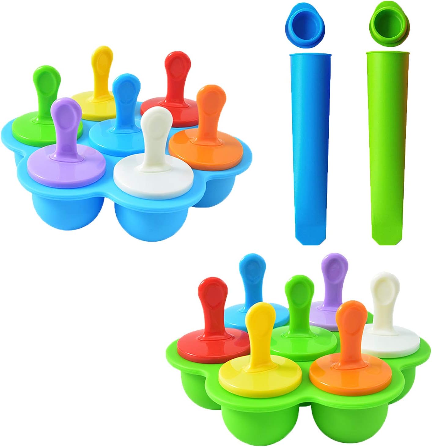 4 pcs Popsicle Molds Silicone Ice Pop Molds Maker with Lids