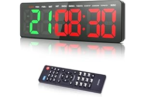 Wiskyn Gym Timer Clock, 16.5" Workout Interval Timer with Remote Control, Count Down & Up Stopwatch, Adjustable Brightness/Vo