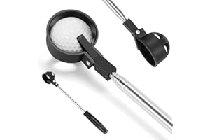 PiscatorZone Golf Ball Retriever, 9FT Aluminum Alloy Golf Ball Retriever Telescopic Golf Accessories Golf Gift for Men