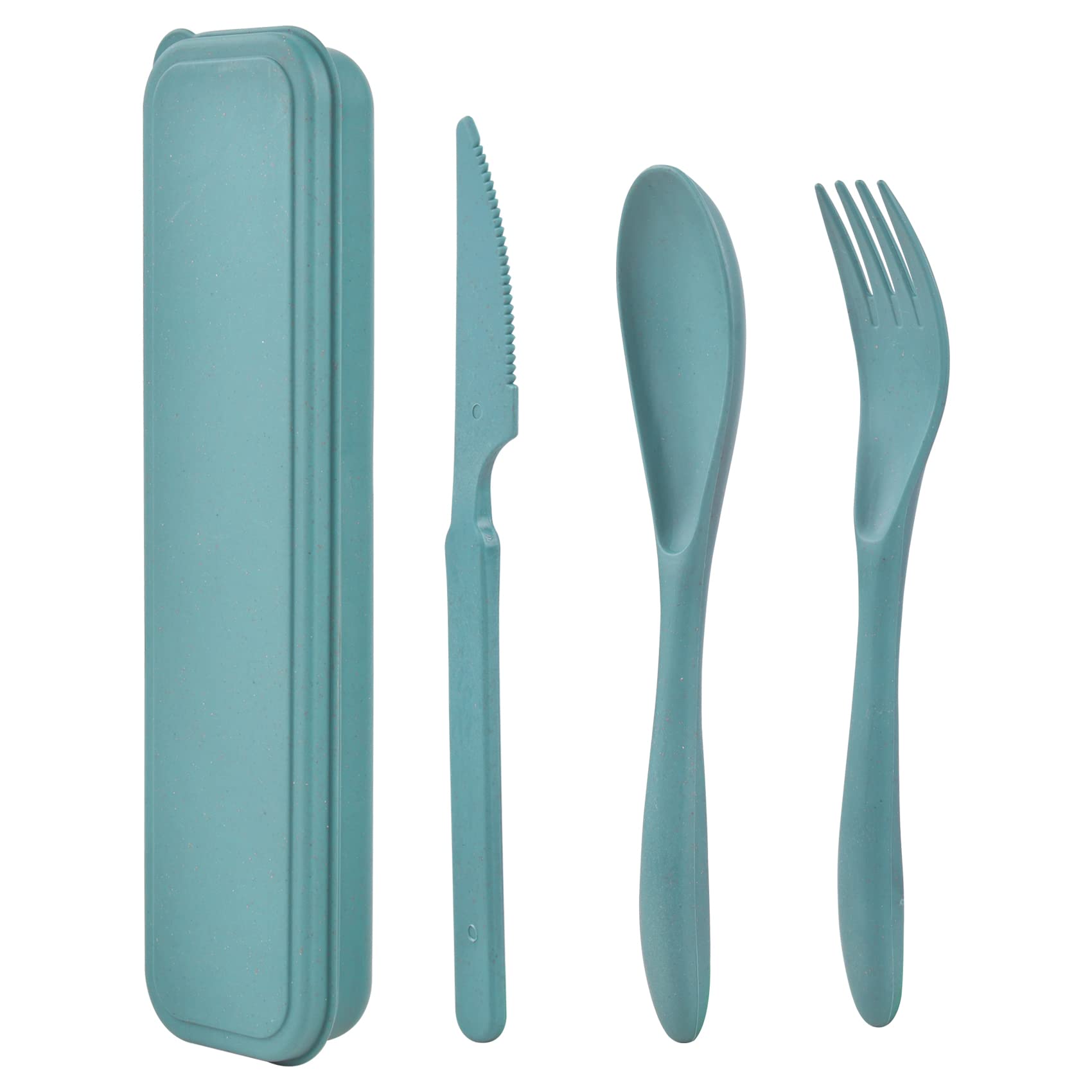 Travel Utensils with Case, Reusable Plastic Cutlery, Travel Cutlery Set, Flatware Set for Travel Work School Picnic Camping or Daily Use (Green)