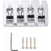 4 string Bass Bridge Adjustable Saddles Bridge Top Load Bass Bridge Chrome | for Electric Jazz Bass P Bass, Guitar Parts Accessories, with Screws