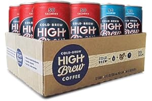 High Brew Coffee, Cold Brew, Double Espresso/Mexican Vanilla, Red & Blue Variety Pack, 8 Fl Oz Can (Pack of 12)