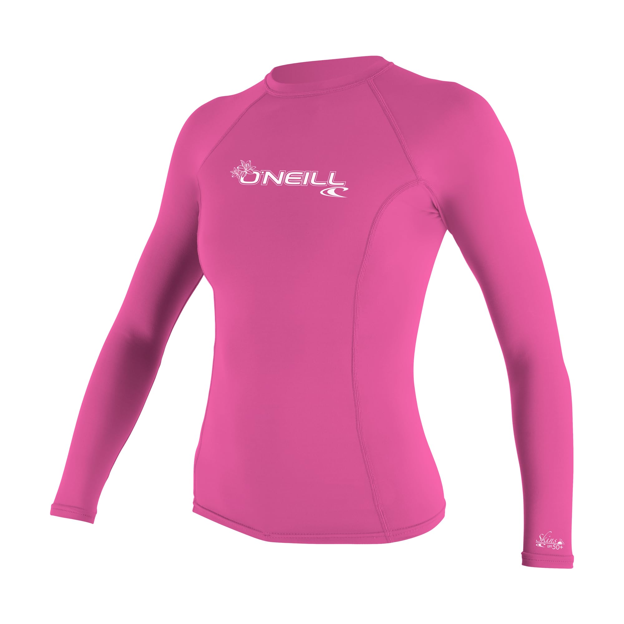 Photo 1 of O'Neill UV Sun Protection Womens Basic Skins Long Sleeve Crew Sun Shirt Rash Guard, Fox Pink, X-Large