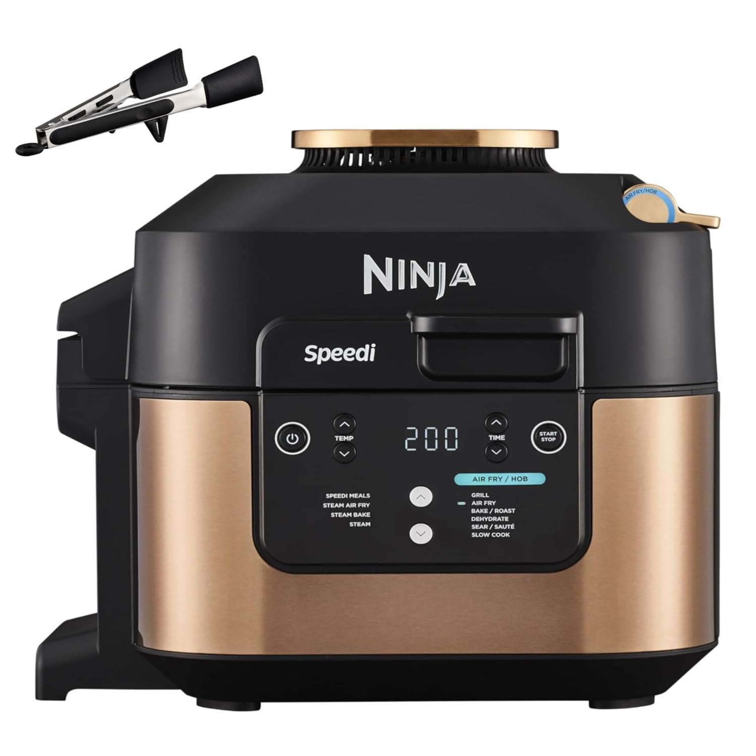 Ninja Speedi Multikocher, 5,7L, 10-in-1 Multicooker, Airfryer Heißluftfritteuse, Slow Cooker Langsamkochen, Grillen, Backen, Schwarz & Kupfer ON400EUCP