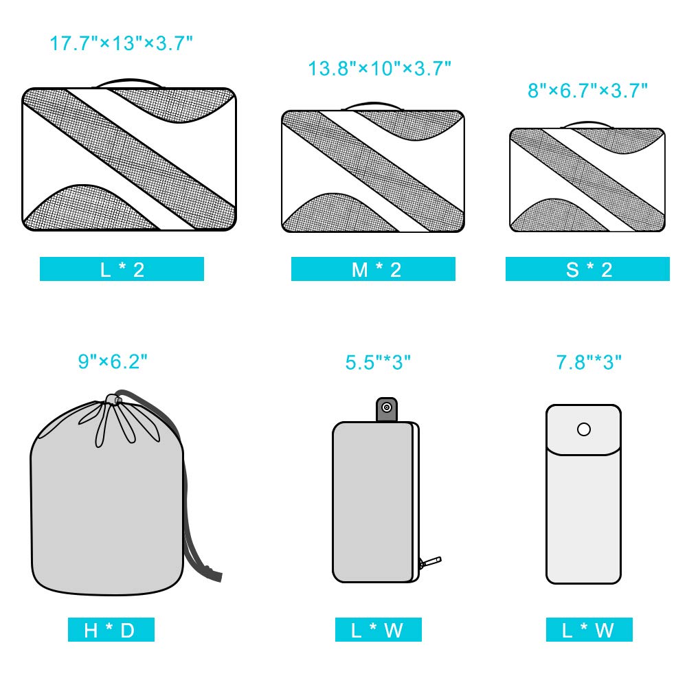 aKing Packing Cubes,7 PCS Travel Cubes Waterproof Luggage Organizer with Cosmetic Bag Travel Accessory for Suitcases