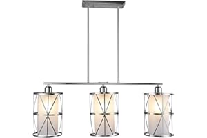SHENGQINGTOP 33" Modern Kitchen Island Lights with Cylindrical Frosted Glass Shade, 3-Light Dining Room Lighting Fixtures Hanging, New Transitional Multi Pendant Lighting, Brushed Nickel Finish