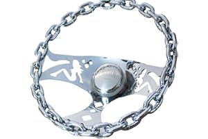 FOREVERSHARP 11" Chrome Chain Steering Wheel Bettie Spoke with Engraved Horn Button-3 Hole