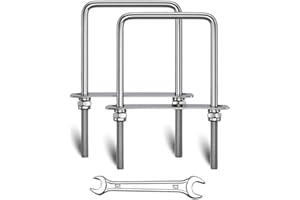 2 Sets Square U Bolts 2 inch Wide, Sunxer Tool Stainless Steel U Clamp with Nyloc Nuts Washers and Plates for Pipe Beam Trailer (M8 x 50mm x 100mm)