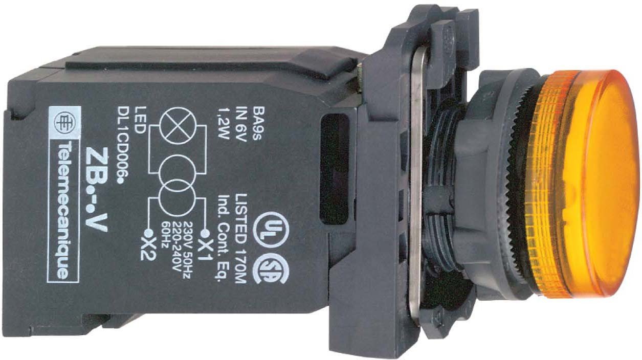 Schneider Elec Pic – MSS 41 01 – Pilot BA9S Diameter 22 230 – 240 V Transformer Yellow Faceplate Plastic