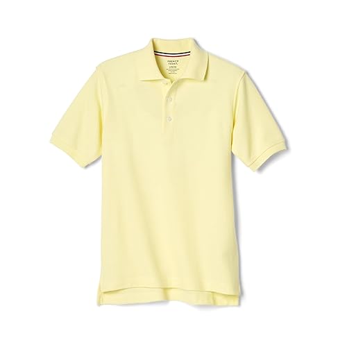 French Toast Boys' Short Sleeve Pique Polo Shirt (Standard & Husky), Yellow, 8