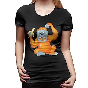 Cute Orangutan Banana Mujer Camiseta de Manga Corta Tees ...