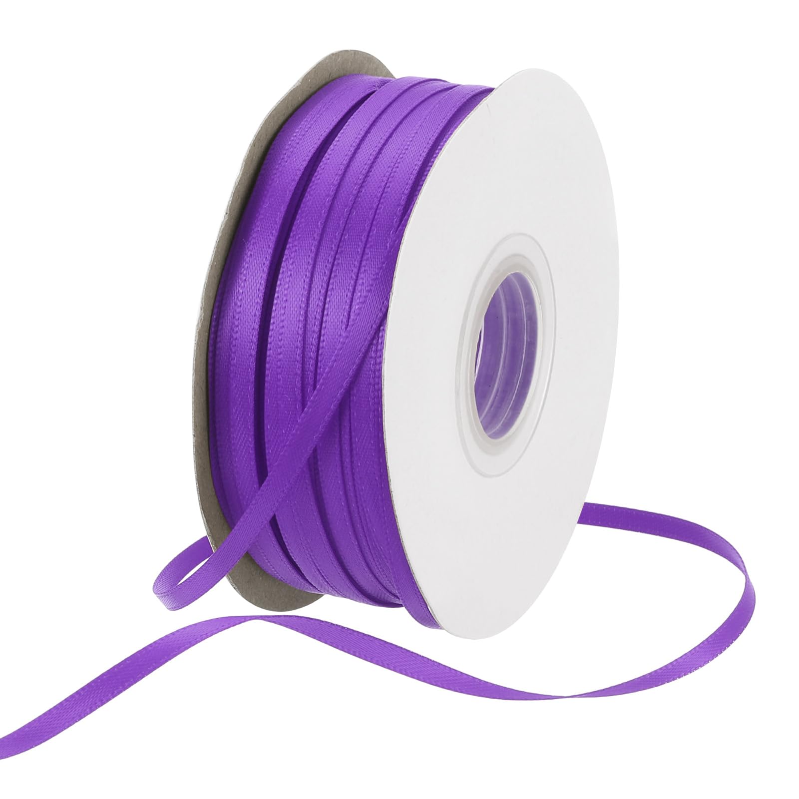 Rebower 3mm Satin Ribbon 91m Thick Double Face Grosgrain Silk Ribbon, [for Gift Wrapping, Hair Bows, Wedding, Cake, Flower] - 100 Yard/300ft/ Dark Purple