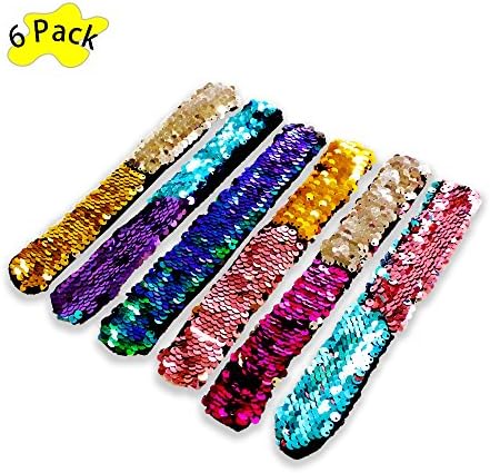 HNVOUER Mermaid Bracelets, Slap Bracelets, Mermaid Slap Bracelets, Slap Bands with Mermaid beads, Party Favors for kids Girls Boys