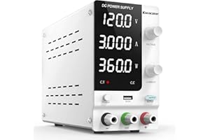 IKococater DC Power Supply Variable 120V 3A with Output Switch, Adjustable Regulated Switching Bench Power Supply with 4-Digits LED Power Display, 5V/2A USB Interface, Accurate Encoder Adjustment Knob