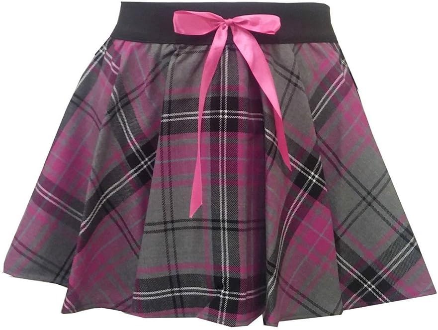 Islander Fashions Girls Children Tartan Check Mock Bow Circular Skater Skirt Age 5-10 Years