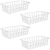 Orgneas Freezer Organizer Bins Metal Wire Storage Baskets for Upright Refrigerator Chest Freezer, Kitchen Pantry Storage and Organization for Fruit Vegetable Soda Cans Toys and Snacks, Set of 4