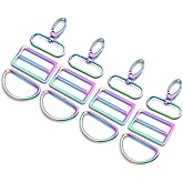 FUYEJIA Metal Rainbow Swivel Snaps Hooks with D Rings and Tri-Glides rainbow purse hardware Slide Buckles…