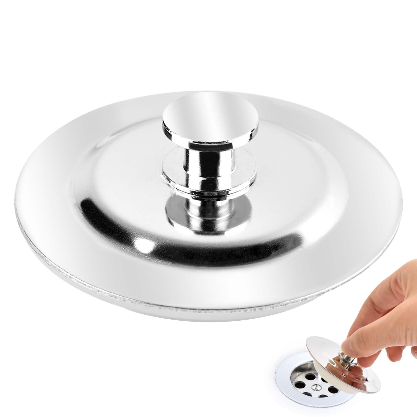 Jiayaus Universal Bath Plug UK for 42-44mm Drain Holes, Stainless Steel Sink Plug, Bathtub Plug Replacement with Easy Pull Handle, Drain Stopper for Kitchen, Bathroom