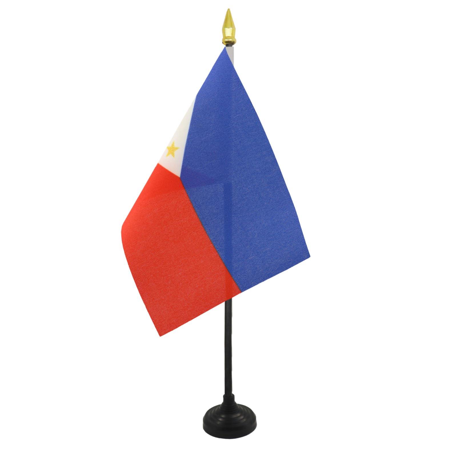 AZ FLAG - Philippines Table Flag 4'' x 6'' - Filipino Mini Desk Flag 100% Polyester 15 x 10 cm - Office Mini Banner with 10'' Pole - Golden Spear