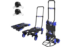 Oyoest Folding Hand Truck Heavy Duty 330LB Load Carrying,Convertible Dolly Cart with Retractable Handle and 4 Rubber Wheels,Portable Hand Truck Foldable for Luggage/Personal/Travel/Mobile/Office Use.