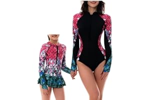 YOLIPULI Women and Girls Matching Swimsuit: Long Sleeve One Piece Rash Guard Bathing Suit UPF 50+ (Please Order Separately)
