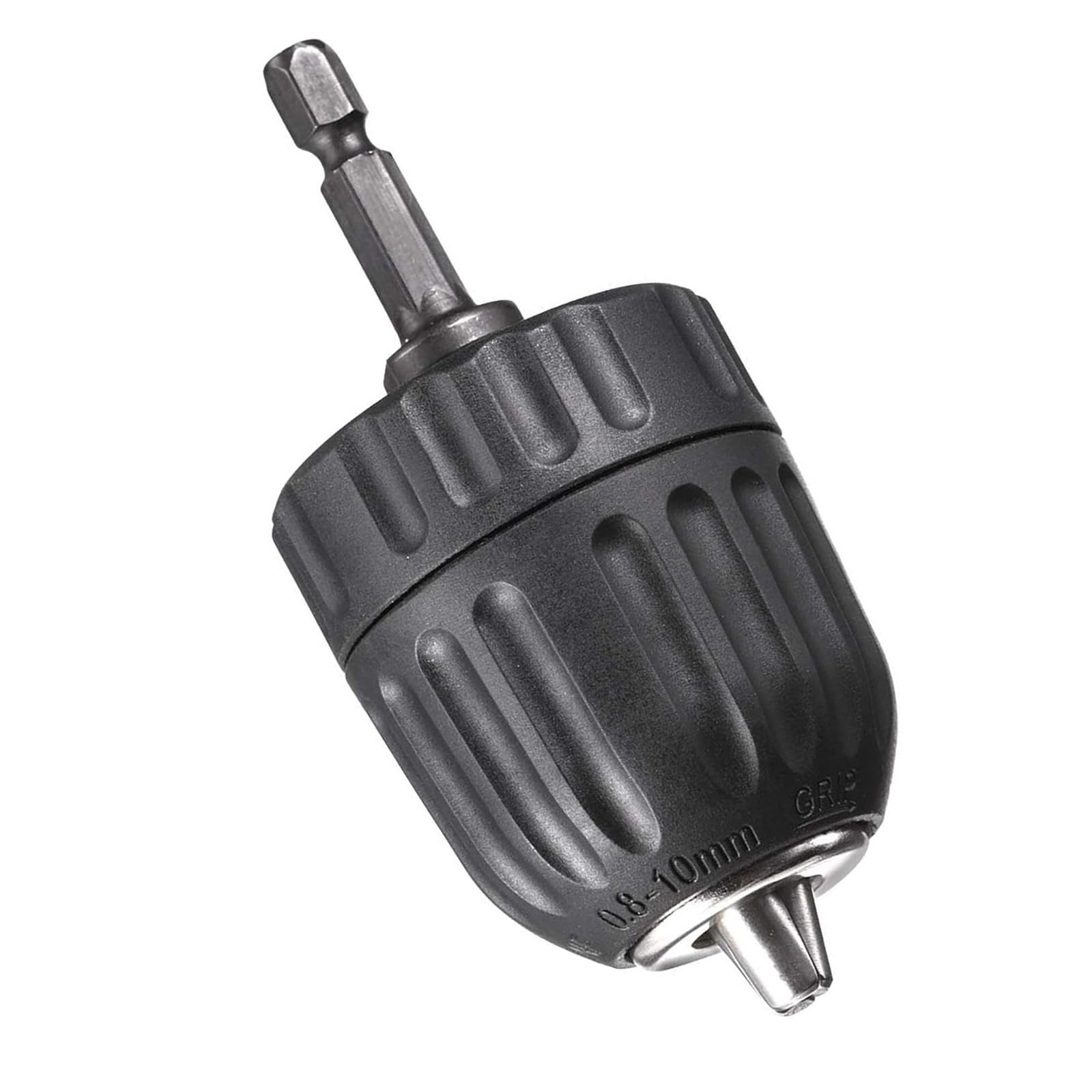 TOP-VIGOR 0.8-10mm Keyless Drill Chuck, 1/4 Inch Hex Shank Adapter, 3/8-24UNF Mount Thread Impact Chuck Converter for Impact Driver Cordless Drill, Electric Hand Drill, Percussion Drilling etc