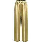 WANLUOSUX Silk Pants for Women Casual Elastic High Waisted Wide Leg Womens Satin Pants