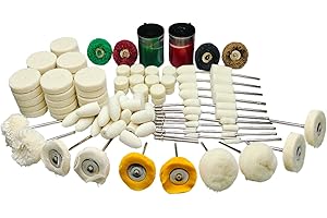 117PCS Polishing Buffing Wheel with 2 Polish Compound for Dremel,Rotary Tool Accessories,Wool Felt Polishing Kit for Resin,Je