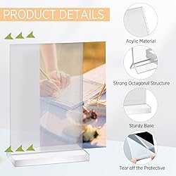 6 Pcs Clear Acrylic Photo Frame, T Shaped Desktop