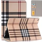 SAVYOU iPad Pro 12.9 Case 2015/2017, Grid Pattern Design Slim PU Leather Wallet Smart Shell Cover Stand Case with Card Slots Feature for Apple iPad Pro 12.9inch Tablet (with Auto Wake/Sleep)