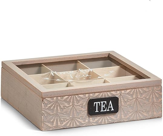 Zeller 15115 Caja para Bolsitas de Té, Madera, Marrón, 24x24x7 cm: Amazon.es: Hogar