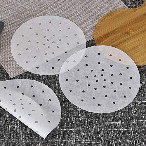 Air Fryer Parchment Paper for Baking Bamboo Steamer Liners 9 Inch 100Pcs White Circular