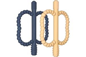 WALULAN 2 Pack Baby Silicone Teething Toys, Teething Sticks for Babies,Silicone teether Tubes for Baby Girl,BPA Free, Soothe 