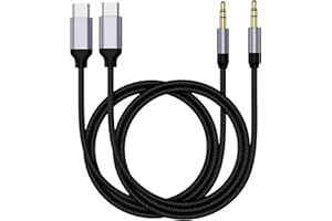 PALOXY Aux to USB C, 2Pack 3.28ft USB C to 3.5mm Audio Aux Jack Cable，Car Stereo Cord Compatible for iPhone 16 Pro Max 15 Pro Max, Samsung Galaxy S24 S23 S22 S21 Note 20, Pixel 4 5 XL, iPad Pro