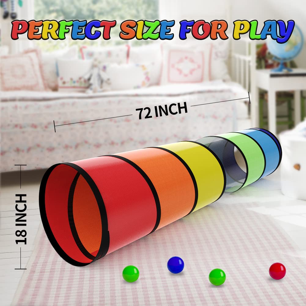 Kids Play Tunnel for Toddlers 1-3 Colorful Pop Up Baby Tunnel for Kids to Crawl Through 6 Foot with Breathable Mesh Collapsible Toddler Toys Gift for Children Backyard Playset
