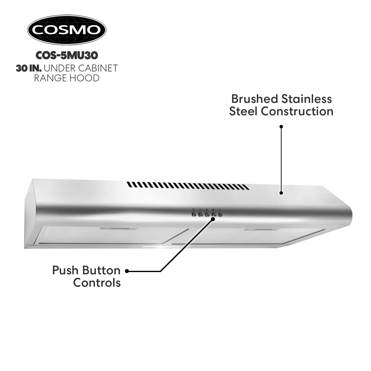 COSMO COS5MU30 30 In. Under Range Hood Ductless Convertible