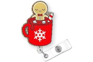 BYDEVIA Funny Gingerbread Man Christmas Badge Reel Retractable, Cute Holiday Nurse Gifts, Winter Badge Reel for Nurse Nursing RN CNA LPN Doctor Medical Worker & Teacher, Gingerbread Badge ID Holder for Work
