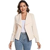 XonyiCos 60s 70s Women's Faux Suede Jackets 2025 Spring Fall Clothes Long Sleeve Open Front Cropped Coat Outwear