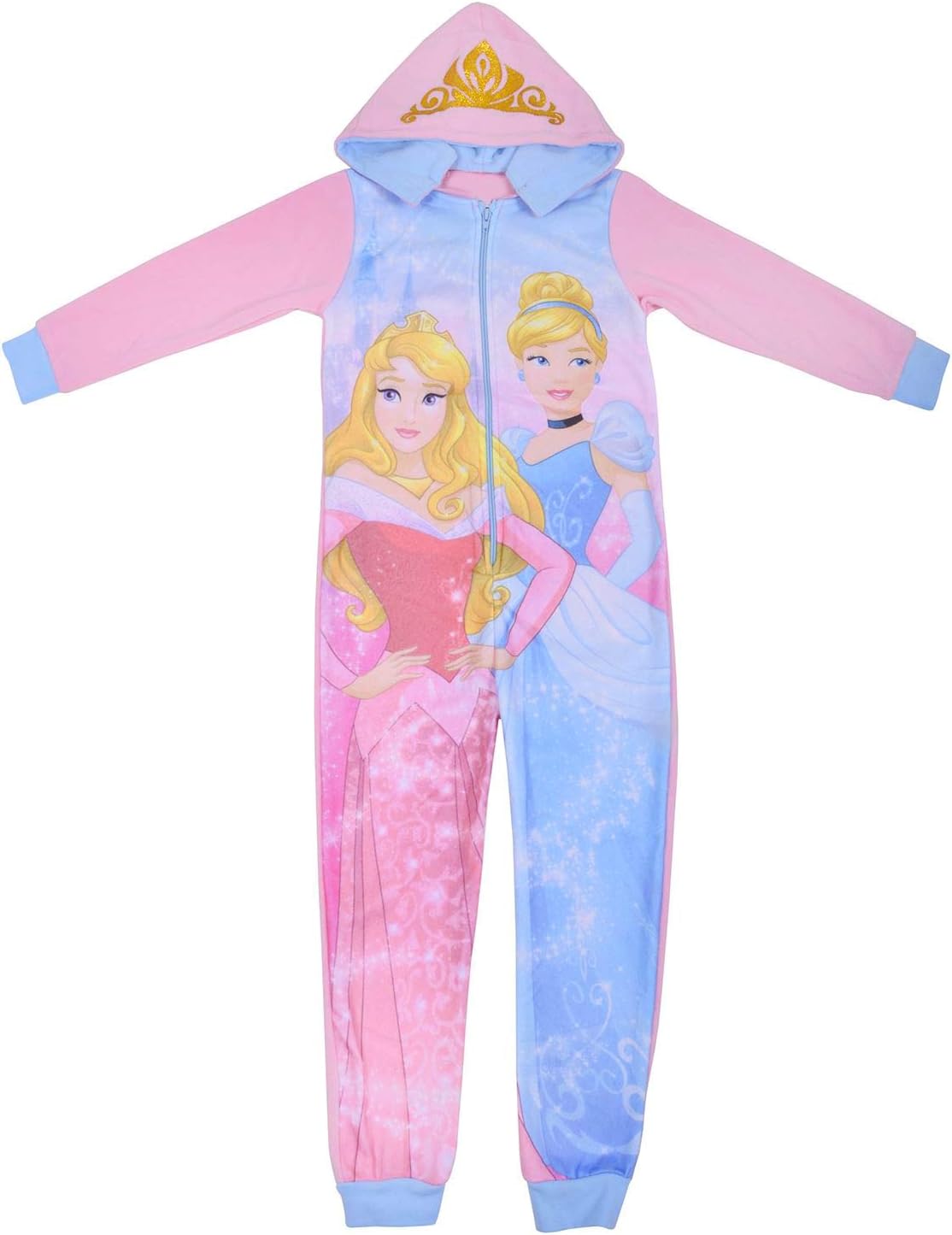 Girls Fleecy Onesie Disney Princess Kids Nightwear Childrens Sleepwear Warm Cosy