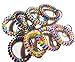 BIHRTC Pack of 30 Colorful Flexible Spiral Telephone Wire Cord Stretchable Spring Wristband with Key Ring for Office, Workshop, Shopping Mall, Sauna (6 Different Colors by Random)