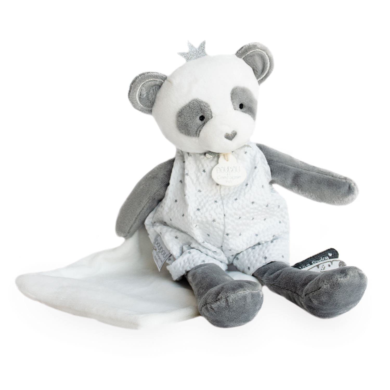 Doudou et Compagnie ATTRAPE-Reve DC3544 Panda Puppet with Blanket Grey